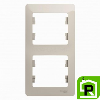 Рамка 2-ая (двойная) вертикальная, Молочный, серия Glossa, Schneider Electric