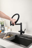 Смеситель для кухни HansenPRO HL15090-C, с подключением к фильтру, с гибким изливом, черный