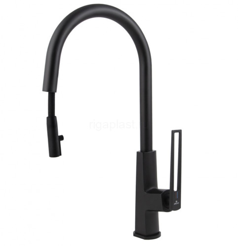 Смеситель для кухни Merkur Black Matt с выдвижной лейкой KAISER 27166-2