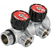 Коллектор распределительный с клапанами 3/4", 2 отвода 3/4" ЕК ROMMER