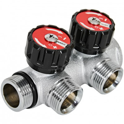 Коллектор распределительный с клапанами 3/4", 2 отвода 3/4" ЕК ROMMER