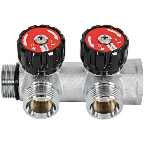 Коллектор распределительный с клапанами 3/4", 2 отвода 3/4" ЕК ROMMER
