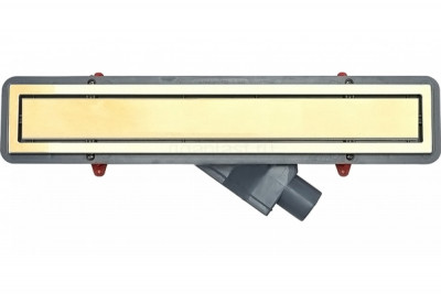 Душевой лоток Pestan Confluo Premium Gold Line 550 с решеткой, золото, в пол около стены