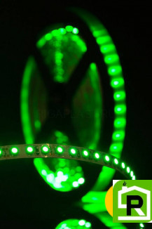 Лента со скотчем 3М светодиодная стандарт 3528, 120 LED/м, 9,6 Вт/м, 12В , IP20, Цвет: Зеленый