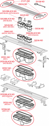 Водоотводящий желоб APZ1BLACK 850 мм с порогами для решетки, черный матовый Alcaplast
