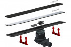 Душевой лоток Pestan Confluo Frameless Line 550 black glass хром, черный, в пол около стены