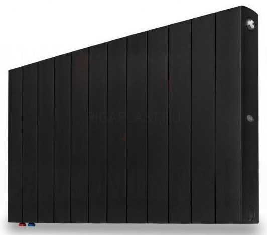 Радиатор биметаллический Rifar SUPReMO Ventil 500 12 секций, цвет Антрацит (чёрный) нижнее левое подключение