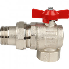 Кран шаровой угловой со сгоном 1", бабочка IDEAL Itap