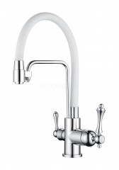 Смеситель для кухни GANZER GZ77025-F, с подключением к фильтру, с гибким шлангом, белый