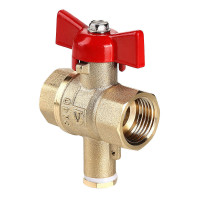 Кран шаровой VALTEC СТАНДАРТ 1/2", М10 × 1,0 ВР/ВР, под датчик температуры, без покрытия, бабочка (VT.128.GN.04)