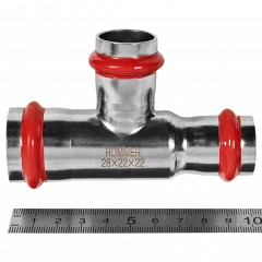 Тройник переходной ROMMER ВПр 28 x 22 x 22 мм из нержавеющей стали, RSS-0014-282222