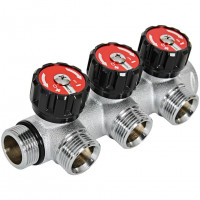 Коллектор распределительный с клапанами 3/4", 3 отвода 3/4" ЕК ROMMER