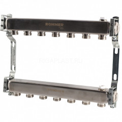 Коллектор ROMMER RMS-4401 из нержавеющей стали для радиаторной разводки на 7 выходов, RMS-4401-000007