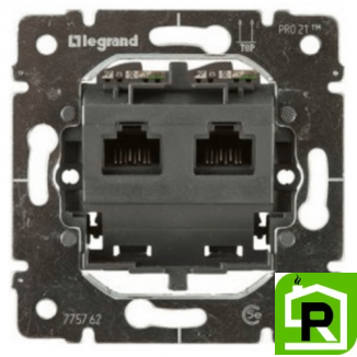 Механизм розетки компьютерной двойной 2хRJ45 cat 5e Legrand Galea Life (монтаж на захватах)