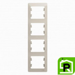 Рамка 4-ая (четверная) вертикальная, Молочный, серия Glossa, Schneider Electric