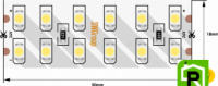 Лента со скотчем 3М светодиодная стандарт 3528, 240 LED/м, 19,2 Вт/м, 24В , IP20, Цвет: Холодный белый