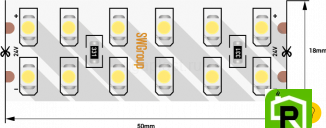 Лента со скотчем 3М светодиодная стандарт 3528, 240 LED/м, 19,2 Вт/м, 24В , IP20, Цвет: Холодный белый