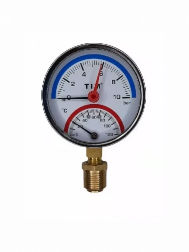 Термоманометр радиальный 63 мм, 10 бар, 120°C TIM