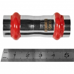 Муфта равнопроходная ROMMER 15 мм из нержавеющей стали, RSS-0017-000015