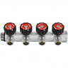 Коллектор распределительный с клапанами 3/4", 4 отвода 1/2" плоское уплотнение ROMMER