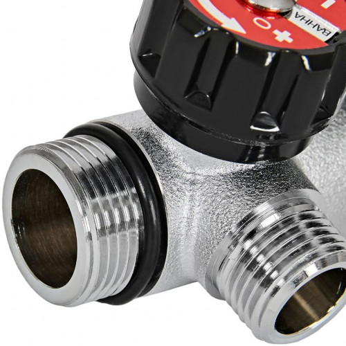 Коллектор распределительный с клапанами 3/4", 4 отвода 1/2" плоское уплотнение ROMMER