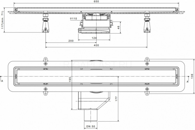 Душевой лоток Pestan Confluo Premium Line 300 белое стекло/сталь белый, хром, в пол около стены