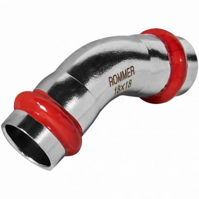 Угольник 45° ВПр-ВПр 18 из стали нержавеющей, прессовой ROMMER