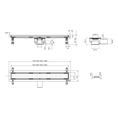 Душевой лоток TECE TECEspring linus 1000 мм, хром, S601000