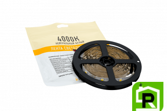 Лента со скотчем 3М светодиодная стандарт 5050, 30 LED/м, 7,2 Вт/м, 12В , IP20, Цвет: Нейтральный белый