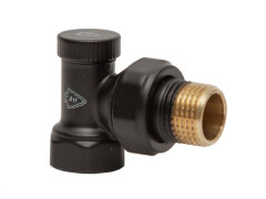 Клапан радиаторный запорный угловой Black 1/2", черный Arrowhead