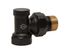 Клапан радиаторный запорный угловой Black 1/2", черный Arrowhead