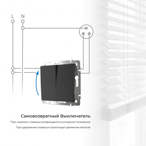 Выключатель двухклавишный Werkel с самовозвратом (черный матовый) W1122408