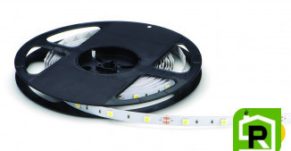 Лента со скотчем 3М светодиодная стандарт 5050, 30 LED/м, 7,2 Вт/м, 12В , IP20, Цвет: Холодный белый