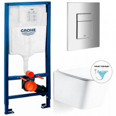 Инсталляция Grohe 38772001 + унитаз Ganzer GZ19222 безободковый торнадо с сиденьем