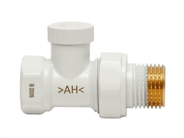 Клапан радиаторный запорный прямой White 1/2", белый Arrowhead