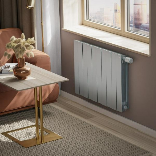 Радиатор биметаллический Royal Thermo PianoForte 500 Silver Satin 10 секций, нижнее подключение VDR80