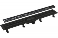 Душевой лоток AlcaPlast APZ10BLACK 950 с решеткой и опорами, в пол около стены, выпуск боковой